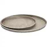 Oval Pebble Tray 2 Piece Set in Antique Nickel Aluminum