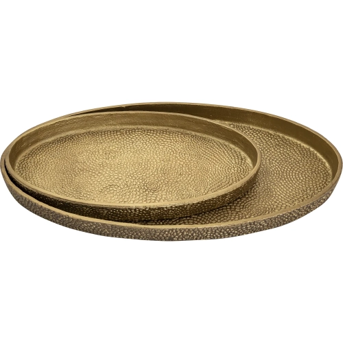 Oval Pebble Tray 2 Piece Set in Antique Brass Aluminum