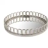 Pelitere Decorative Tray in Silver Aluminum & Mirror