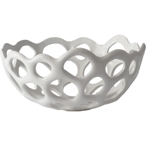 Perforated Porcelain Decorative Bowl in White Porcelain
