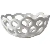 Perforated Porcelain Decorative Bowl in White Porcelain