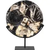 Radian Decorative Sculpture in Natural Petrified Wood & Black Metal
