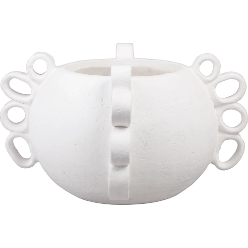 Rinko Wide Vase in White Terracotta