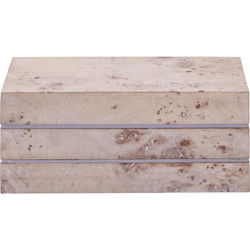 Salem Decorative Box in White Burl Wood & Satin Nickel