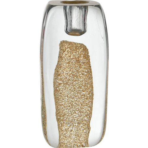 Sally Candleholder in Clear Blown Glass & Gold