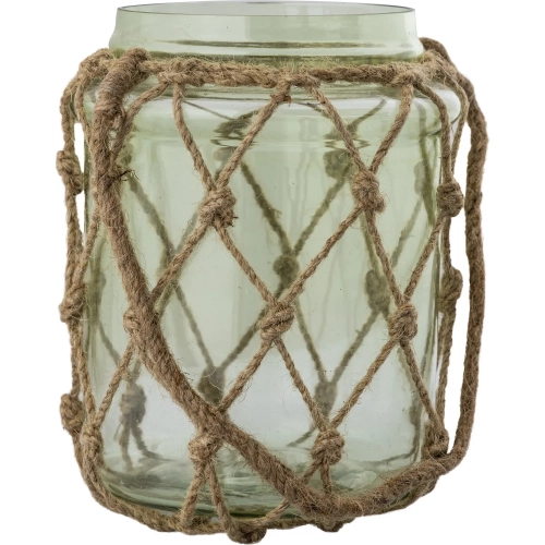 Sea Garden Vase in Light Green Glass & Natural Jute