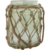Sea Garden Vase in Light Green Glass & Natural Jute