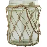 Sea Garden Vase in Light Green Glass & Natural Jute