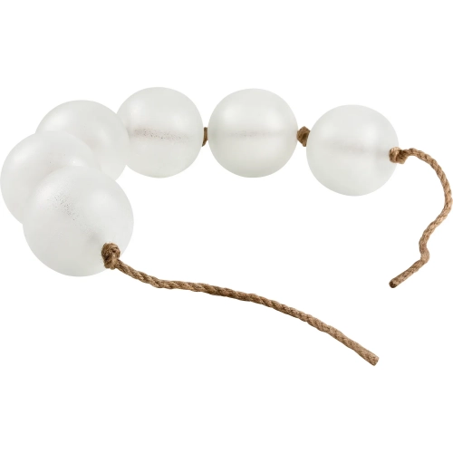 Seaglass & Rope Sculpture in White Frosted Glass & Natural Jute