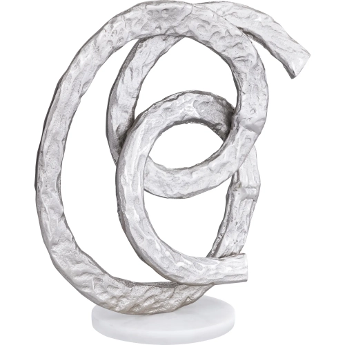 Sherman Sculpture in Silver Aluminum & White Marble