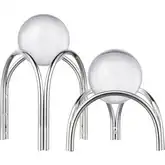 Sibyl Orb Stand 2 Piece Set in Silver Iron & Clear Glass