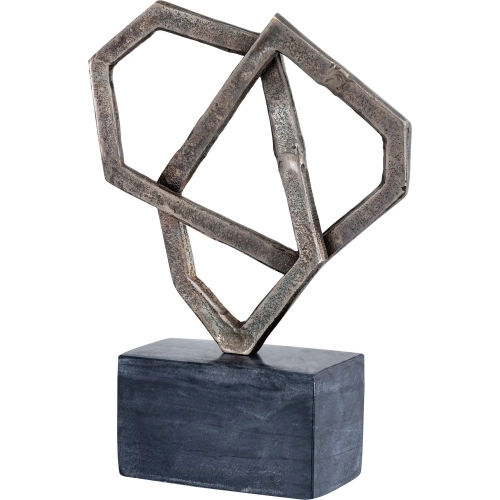 Spade Sculpture in Distressed Antique Bronze & Dark Gray Marble