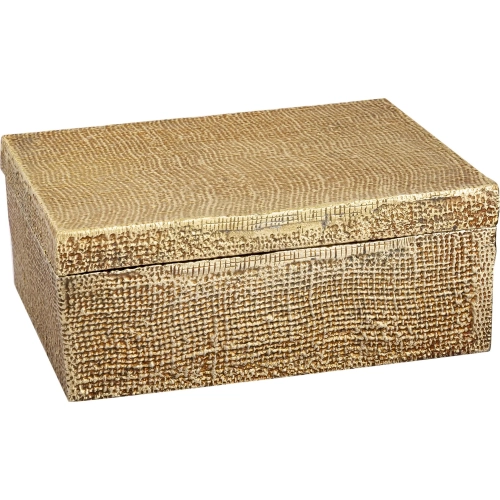 Square Linen Texture Decorative Box in Antique Brass Aluminum