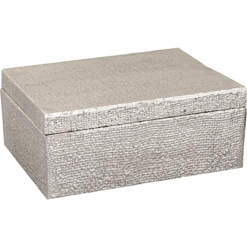 Square Linen Texture Decorative Box in Antique Nickel Aluminum