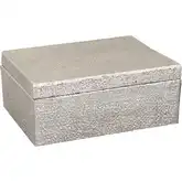 Square Linen Texture Decorative Box in Antique Nickel Aluminum