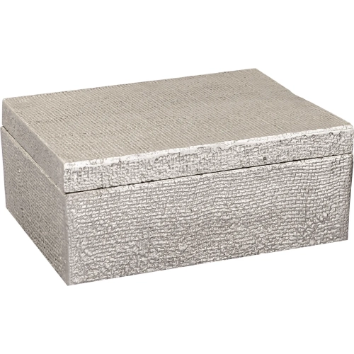 Square Linen Texture Decorative Box in Antique Nickel Aluminum