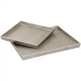 Square Linen Texture Tray 2 Piece Set in in Antique Nickel Aluminum