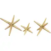 Star Jacks Decorative Sculpture 3 Piece Set in Polished Brass Aluminum