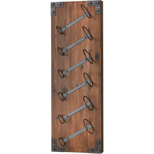Stilton Wine Rack in Natural Fir Wood & Bronze Iron