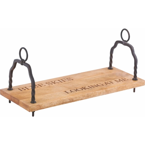 Blue Skies Swing in Natural Mahogany & Black Iron