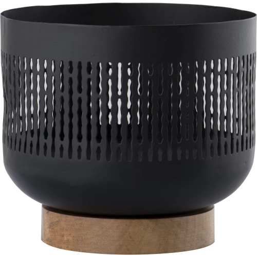 Terrell Hurricane in Matte Black Aluminum & Mango Wood