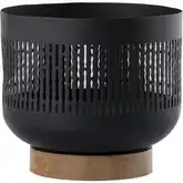 Terrell Hurricane in Matte Black Aluminum & Mango Wood