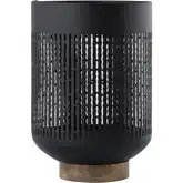 Terrell Hurricane in Matte Black Aluminum & Mango Wood