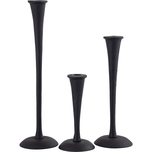 Trumpet Candleholder 3 Piece Set in Aged Black Aluminum