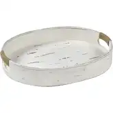 Waterfront Tray in Weathered White Wood & Natural Jute