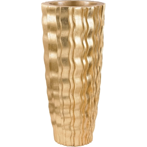 Wave Vase in Gold Fiberglass