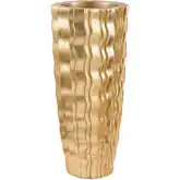 Wave Vase in Gold Fiberglass