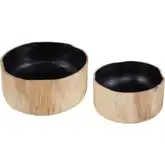 Weller Decorative Bowl 2 Piece Set in Black & Natural Wood