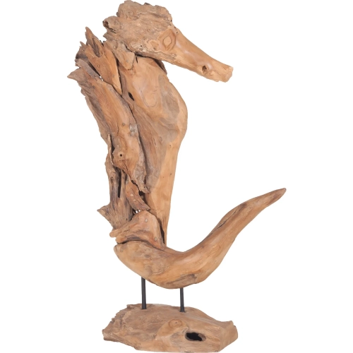 Whinny Seahorse Sculpture in Natural Teak