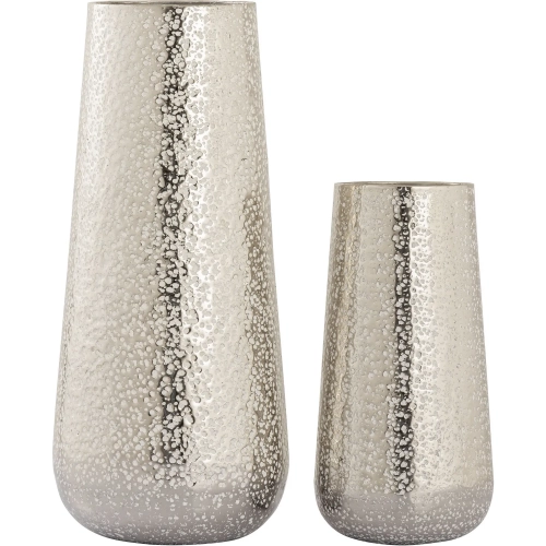 Willa Vase 2 Piece Set in Hammered Textured Silver Finish