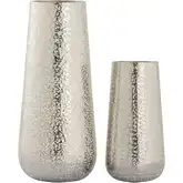 Willa Vase 2 Piece Set in Hammered Textured Silver Finish