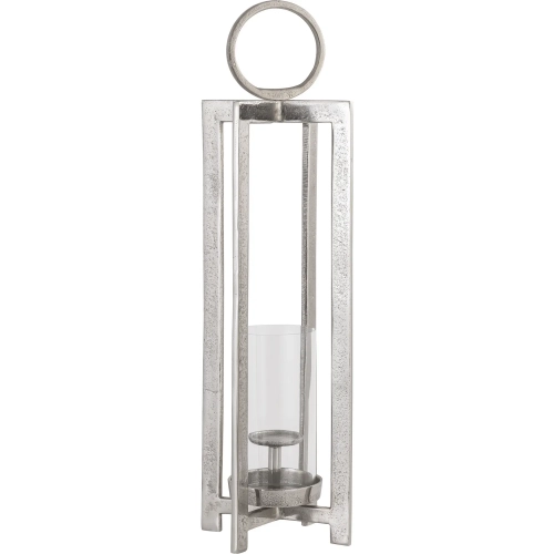 Wilmot Lantern in Silver Aluminum & Clear Glass