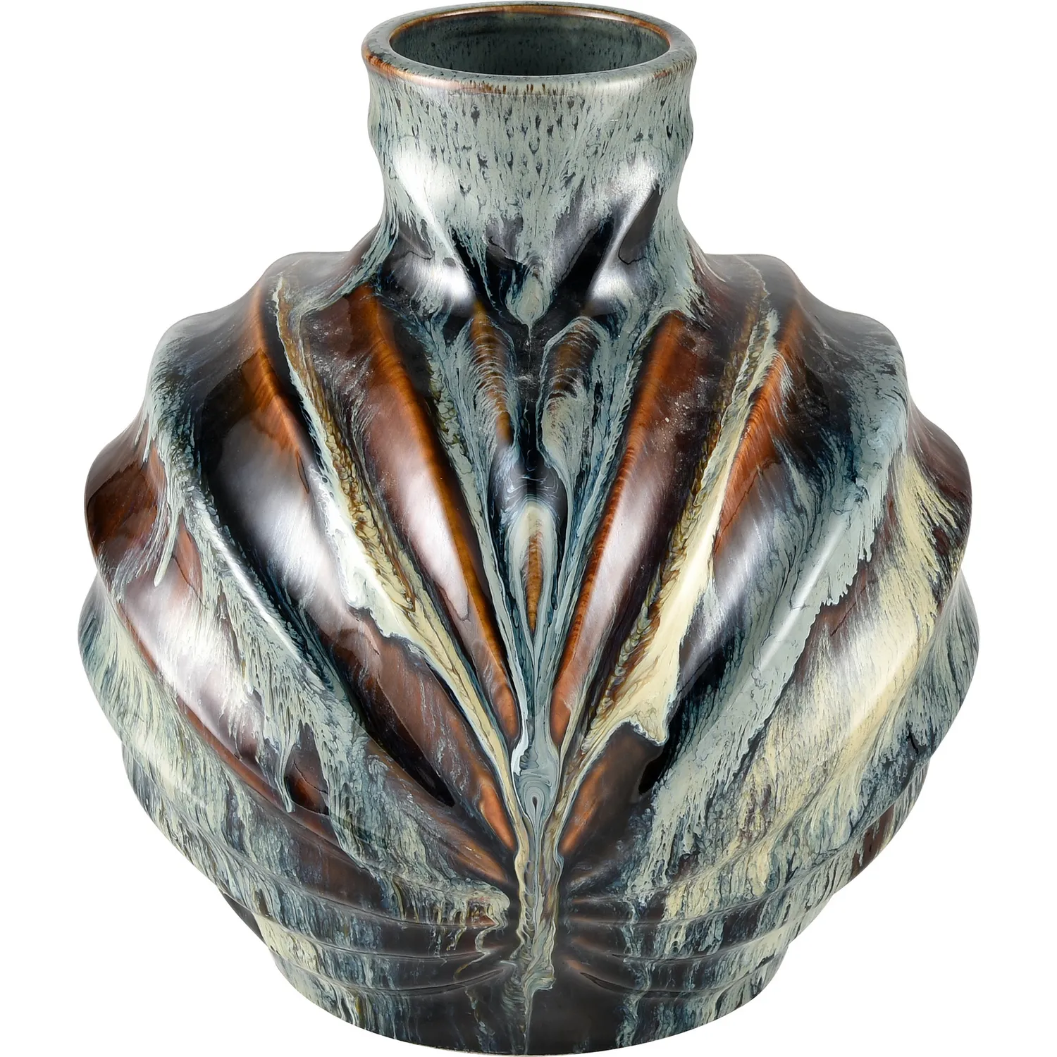 Atlas AC11705-01 Kelly Vase in Blue & Multicolor Reactive Earthenware