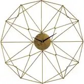 Angular Wirework Wall Clock in Brass & Black Iron