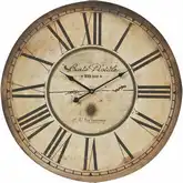 Carte Postal Wall Clock in Antique Cream & Black Iron