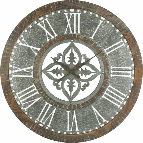 Greystone Wall Clock in Galvanized Iron & Natural Wood