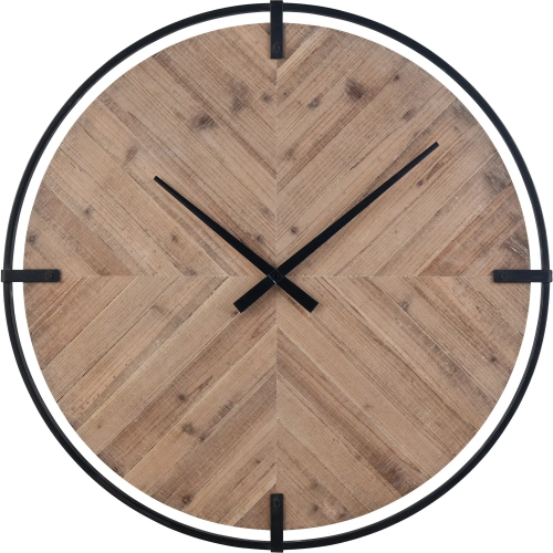 Schiller Wall Clock in Natural Light Oak & Black Iron