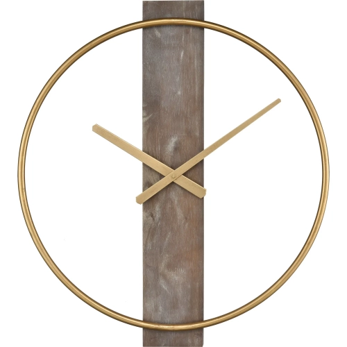 Tournai Wall Clock in Gray Washed Wood & Gold