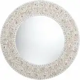 Abra Alba Floral Pattern White Clam Shell Wall Mirror