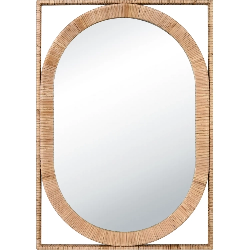 Baarlo Oval Mirror in Natural Rattan