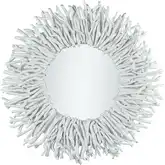 Birch Lane Round Wall Mirror in White Paulownia Wood