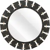 Blade Oversized Round Mirror in Black Wood