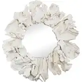 Ekwok Round Wall Mirror in White Wood