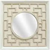 Finbar Mirror in Bleached White Rattan & Wood