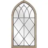 Irya Arched Wall Mirror in Weathered Brown Wood & Black Metal