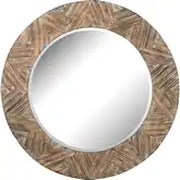 Large Round Wall Mirror in Natural Wood